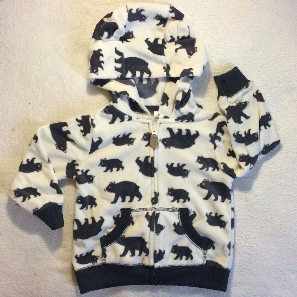 12 month cute bear print winter jacket with ears